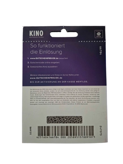Cinema Gift Card Back